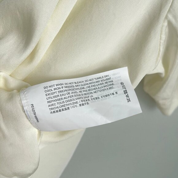 Theory Ivory Twist Blouse in Stretch Silk Short Sleeve - Picture 7 of 8
